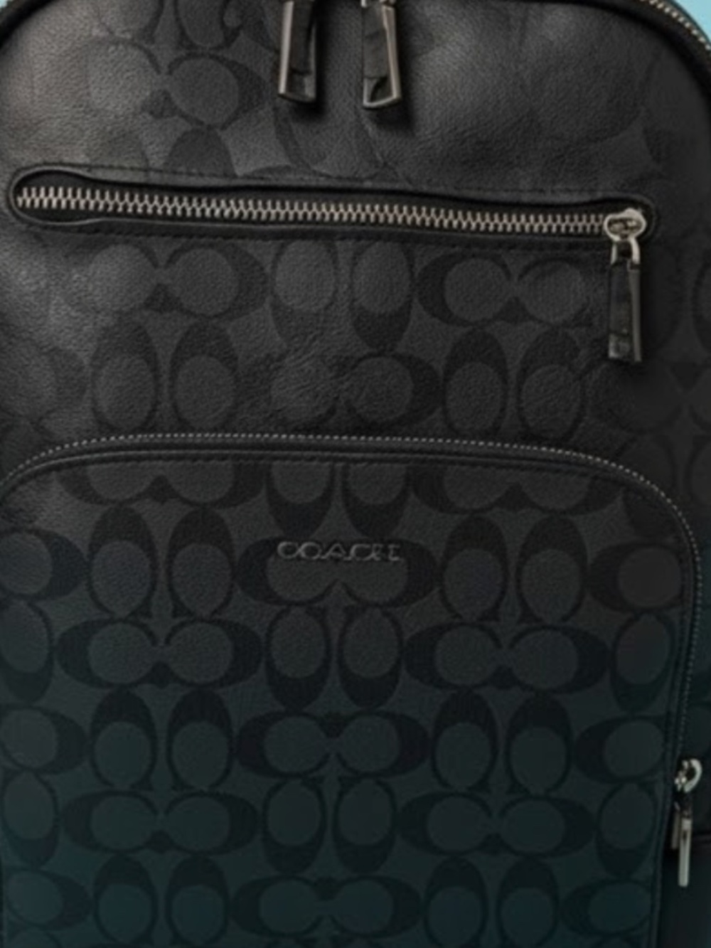 Gently Used - Coach Men’s Backpack In Signature Charcoal/Black - Picture 7 of 11